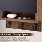 Key and Mail Holder for Wall, Key Holder with Chalkboard and Long Storage Box, Key Hanger with 3 Sturdy Hooks for Coat, Dog L
