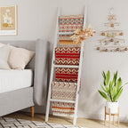 Bamboo Towel Rack 6-Tier Blanket Ladder for Living Room, Bedroom, Bathroom Space-Saving Decorative Ladder for Quilts, Towels 