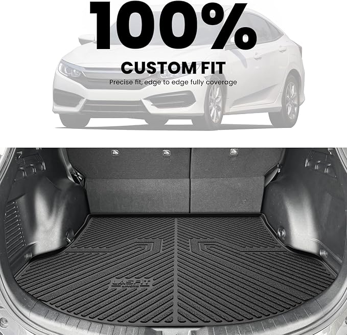 LASFIT Cargo Trunk Mat for Toyota RAV4 2018 2017 2016 2015 2014 2013 (Include Hybrid) All Weather TPE Rear Trunk Cargo Liner Custom Fit Waterproof RAV 4 Cargo Tray Accessories, Black