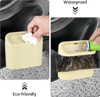 Accmor Car Trash Can, Portable Vehicle Trash Bin with Lid, Car Dustbin Garbage Organizer Holder with One Roll Trash Bag, Leakproof Hanging Mini Cars Storage Bag Container for Auto, SUV, Office (Beige)