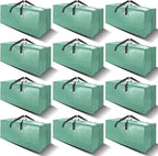 VELVETSURE 12 Pack Heavy Duty Large Moving Bags W/Backpack Straps - Strong Handles & Zippers, Storage Totes For Space Saving,