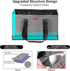 WONDAY Extra Large Foldable Grocery Tote Bag With Handles for Storage, Picnics, Beach, Pool, Laundry - Reusable Shopping Bag (Grey)