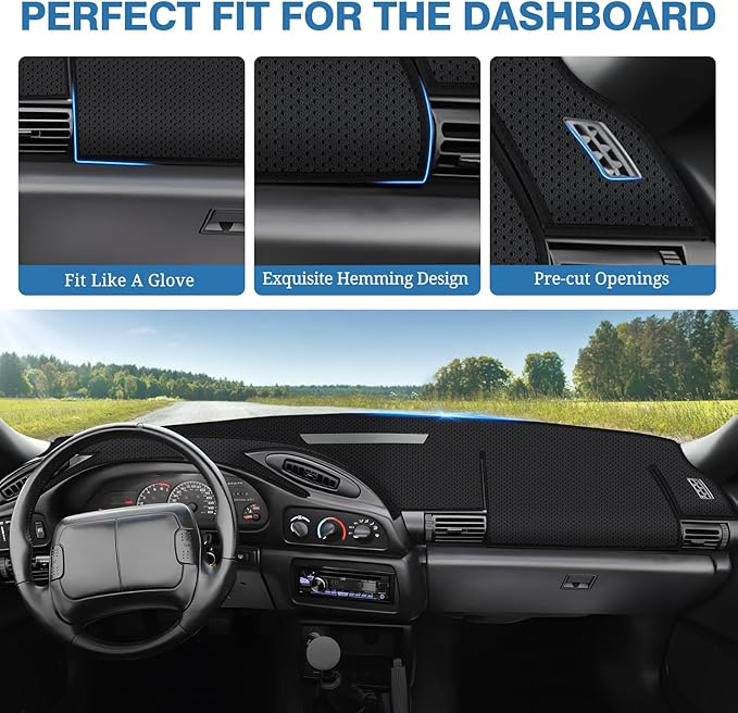 FIILINES Dash Cover for Chevrolet Camaro 1996-1993 Dashboard Mat, Accessories Dash Cover Sunshade Nonslip Mesh Protector No G