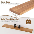 Floating Shelves for Wall Decor, 8" Deep Rustic Solid Elm Wood Floating Shelves Wall Mounted, Wall Shelves with Invisible Bra