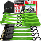 FORTEM Ratchet Straps, Tie Down Strap Set 1650lb Break Strength, 4 Pack 15ft x 1in, 4 Soft Loops, Moving Straps Tie Downs, Cargo Cam Buckles for Trucks, Carry Bag, for Men