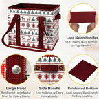 Reusable Grocery Bags 3 Pack - Heavy Duty Reusable Shopping Bags with Hard Bottom & Long Handles, Stand Up Grocery Boxes Reusable Foldable, 13x10.23x11in, Reindeers