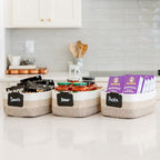 NaturalCozy 11.8"x8"x4.5” Storage Baskets for Shelves 3 Pack | Cotton Rope Woven Small Baskets for Organizing | Small Storage