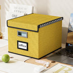 Huolewa File Organizer Box with Lid, Collapsible File Folder Organizer for Office Document Storage, Filing Box with Plastic S