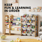 SpaceAid 3-in-1 Toy Storage Organizer with 4 Shelves and 12 Bins, Toy Organizers Storage 3-Tier Bookshelf, Kids Bin Shelf Box