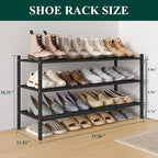Smiry Long Bamboo Shoe Rack 3-Tier, Stackable Wooden Shoe Organizer for Entryway & Closet, Free Standing Wood Shoe Storage Sh