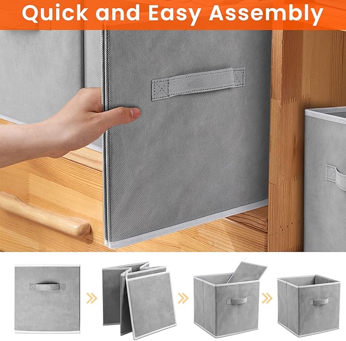 Criusia Storage Cubes - 11 Inch Heavy Duty Fabric Closet Bins for Shelves, Cube Organizer - 8 Pack Collapsible Decorative Sto