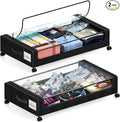 Under Bed Storage with Wheels, 2 Pack Under Bed Storage Containers with Dividers & Clear Lids, XXL 65L Under the bed storage 