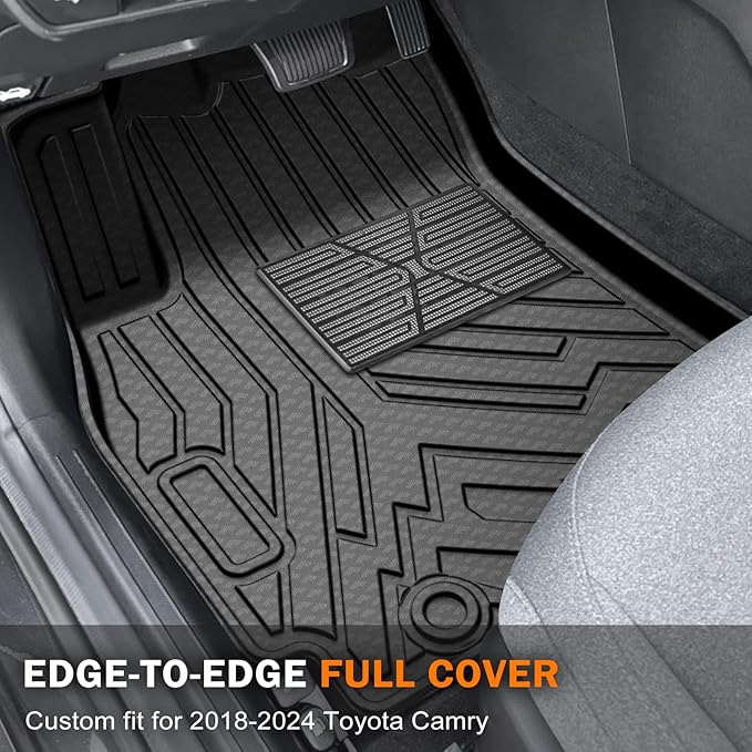 KUST Floor Mats Cargo Liner for Toyota Camry 2018-2024 (Not for Hybrid), All Weather Floor Liners & Trunk Cargo Mat for Camry Accessories TPE Rubber Raised Edge