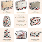 8 Set Packing Cubes for Travel with Clear Toiletry Bag, Durable Luggage Packing Organizers, Carry-On Accessories, TSA Approve