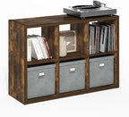 Furinno Cubicle Book Shelf, 6-Cube Bookshelf, Extra Thick Frame Horizontally & Vertically Reversible Bookcase with Open Back,
