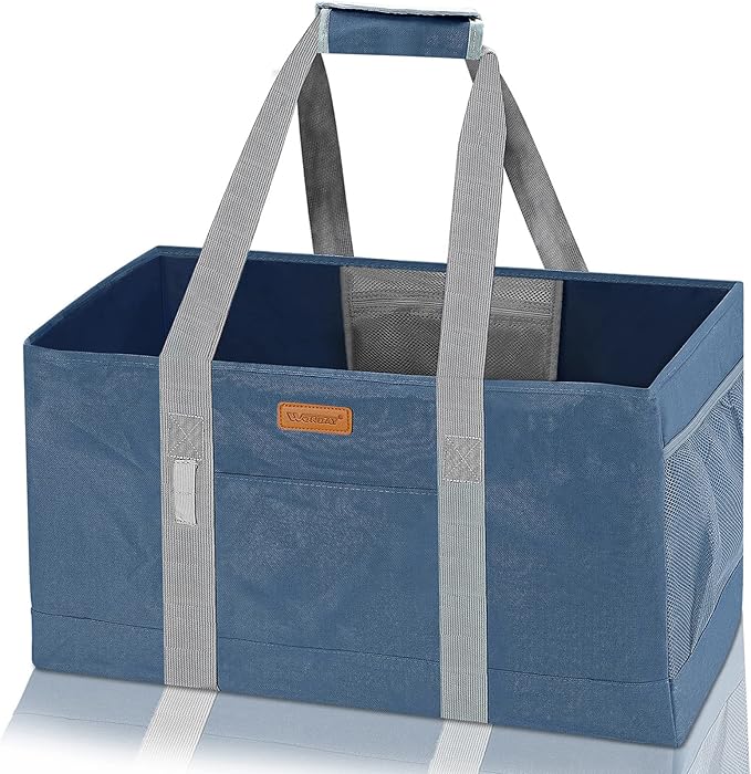 WONDAY Utility Tote Bag, Extra Large Tote Bag, Kitchen Reusable Grocery Bags, Utility Tote Shopping Bags for Groceries, Storage, Picnic, Beach, Laundry, Pool (DarkBlue)