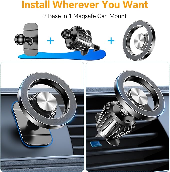 Kaistyle for Magsafe Car Mount【20 Strong Magnets】Magnetic Phone Holder for Car Phone Holder Mount Dash Mounted Holders Cell Phone Holders for Your Car Accessories for Women Men for iPhone 17 16 15 14