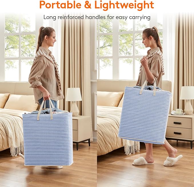 Lifewit 2 Pack Laundry Basket 100L Each, Collapsible Clothes Hamper with Reinforced Handles, Freestanding Waterproof Design f