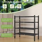 ROMGUAR CRAFT 4 Tier (Thick) Bamboo Shoe Rack for Closet Free Standing Wood Shoe Shelf for Entryway Small Space Stackable 27"