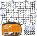 4’x6’ Truck Cargo Net Expands to 8' x 12' with 4"x4" Mesh Grid Super Duty Bungee Heavy Duty Bed Netting for Truck Bed Stretches with 12 Adjustable Metal Carabiners by Cenipar