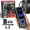 POCKET AIR Tire Inflator Portable Air Compressor by Bullseye Pro for Tires, Balls, Bike with Persta Valve, Auto Shut Off, Inflates in 2 Min, Cordless Rechargeable 4000MAH,100 PSI, SoS Light