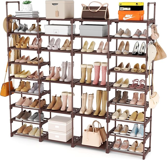 ROJASOP Large Shoe Rack Organizer for Entryway Closet 64-68 Pairs 9-Tier Heavy Duty Tall Garage Shoe Rack Shoe Shelf Shoes St