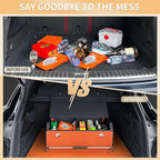 XCF Car Trunk Organizer for SUV, Collapsible Leather Car Storage Trunk Organizer with Lid and Sturdy Handle Car Trunk Leather
