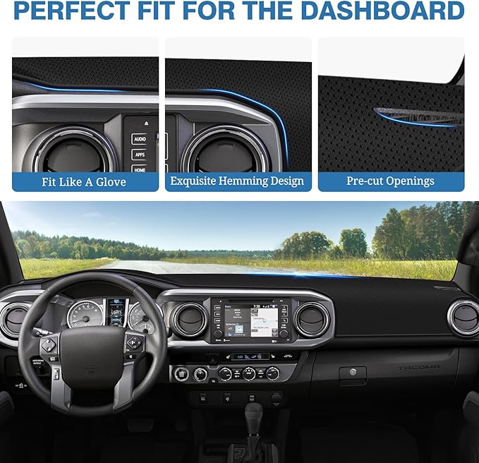 FIILINES Dash Cover for Toyota Tacoma 2016-2023 Accessories Dashboard Mat Dash Cover for Tacoma Accessories Sunshade Nonslip 