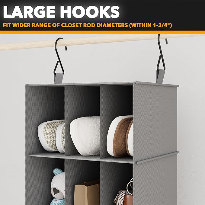 SpaceAid 2 Pack Hanging Closet Organizer and Storage with Dividers, 24 Compartments Hanging Shoe Shelves for Closet, Wardrobe