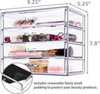 Sorbus Acrylic Makeup Organizer Set, 4-Drawer Vanity & Countertop Cosmetic Storage with Wide Drawers, Clear Makeup Storage fo