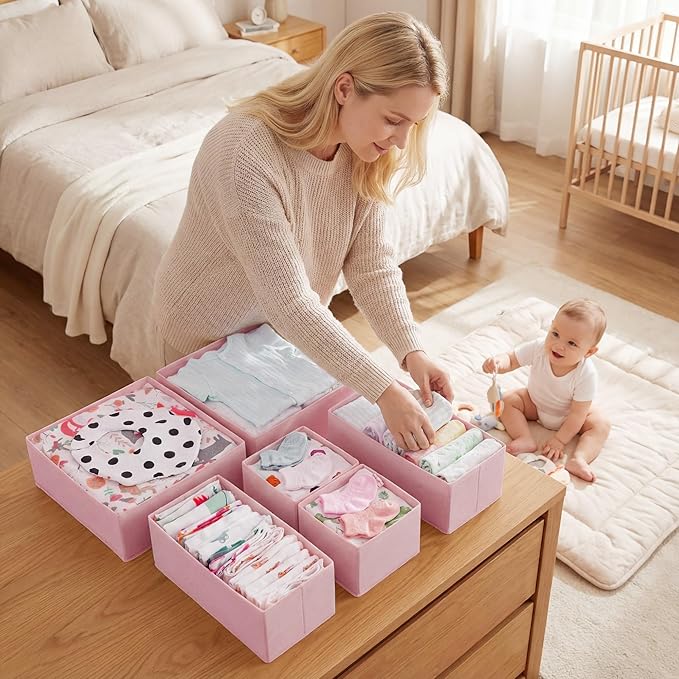 GRANNY SAYS Drawer Organizer Clothes, 12 Pack Dresser Organizer Bins for Nursery, Closet Organization and Storage Dividers fo