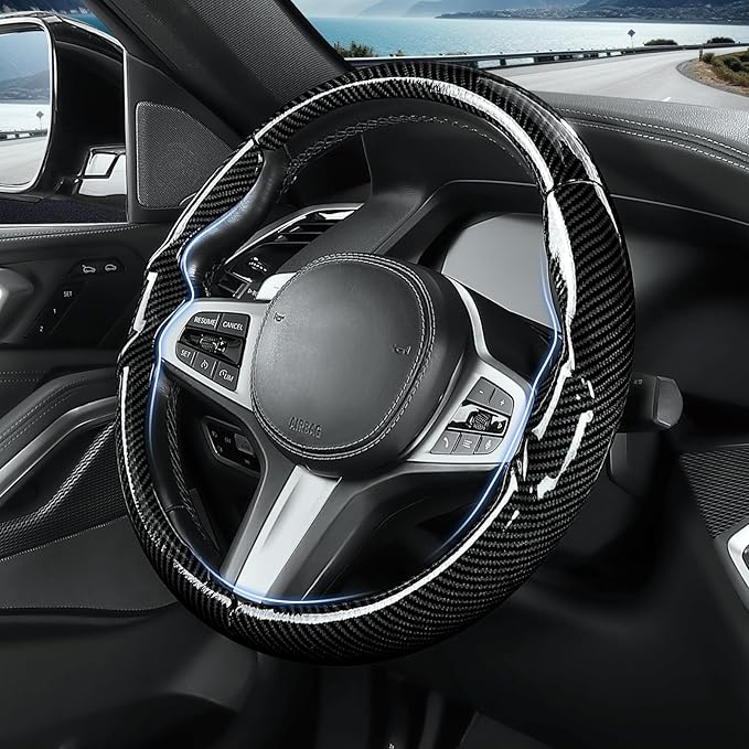 Steering Wheel Cover for BMW 3 4 Series(2021-2024) 5 Series(2020-2023) X5(2019-2020) X7(2020-2025) 328i 320i 330i 325i 528i 535i 530i M3 2 4 7 8 Series X3M X4 X6 XM M2 M4 M5 M8 Z4 i4, Glossy Black