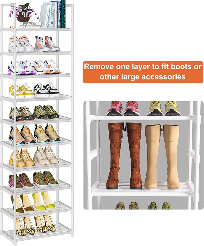 OYREL Shoe Rack Tall, Sturdy Metal Shoe Rack Organizer,Narrow Shoe Racks for Closets,Shoe Stand Shelf