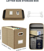 Oterri Hanging Filing File Box with Mesh Pocket, File Organizer Box with Lid, Collapsible Document Organizer Box for Letter S