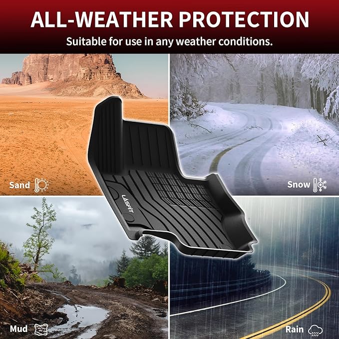 LASFIT Floor Mats & Cargo Mat for Mercedes Benz GLE SUV 2020-2026 350/450/ 53 AMG (Not Fit Coupe; Fit 5 Seats), All Weather TPE Anti-Slip Car Mats Custom Fit for GLE 1st & 2nd Row Set & Trunk Mat