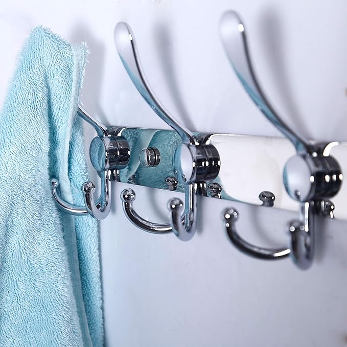 Dseap Coat Rack Wall Mount - 29.5” Long 8-Tri-Hooks Heavy Duty Coat Hanger Rail Wall Hooks for Hanging Coats Hats Clothing Cl