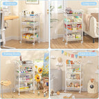 2 Pack Baby Diaper Caddy Cart, 4-Tier Diaper Caddy Organizer and Storage, Rolling Utility Cart for Baby Supplies, Diaper Cart