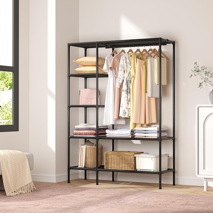 Dttwacoyh Portable Closets for Hanging Clothes, Clothing Rack with Shelves,Easy to Assembly,Suitable for Cloakroom,Bedroom,Li