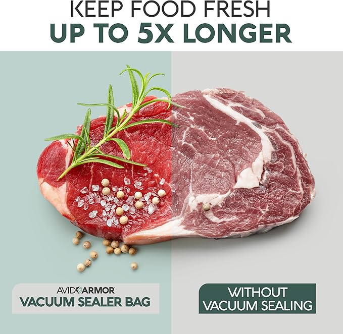 Avid Armor Vacuum Sealer Bags Quart 8x12 Inch 100 Pack for Food Saver, Seal a Meal Vacuum Seal Machines, Commercial Grade Hea