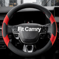 West Llama Customized Auto Car Steering Wheel Cover for Toyota Camry Rav4 Corolla Highlander (Black+Red)