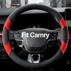 West Llama Customized Auto Car Steering Wheel Cover for Toyota Camry Rav4 Corolla Highlander (Black+Red)