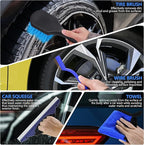 32Pcs Car Detailing Kit, Drill Brush Attachments with Detailing Brush Set and Tools Box, Blue Auto Cleaning Kit Interior for 