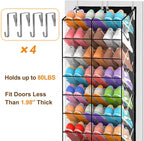 20-30 Pairs Over the Door Shoe Organizer, Transparent PVC Hanging Shoe Rack for Closet, 10-Tier Door Shoes Storage, Crystal-C