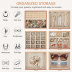 AKOZLIN 6-Tier Jewelry Box Organizer Functional 5 Drawers Leather Jewelry Storage Case for Women Girls Ring Necklace Earring 