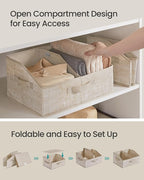 SONGMICS Set of 6 Storage Baskets, Foldable Storage Bins, Fabric Boxes, 15.7 x 11.8 x 7.9 Inches, Closet Storage Organizers, 