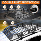 Heavy Duty Roof Rack Basket 64" x 39" - Adjustable Rooftop Cargo Carrier for SUV/Truck/Van w/Waterproof Bag, 200LB Capacity Universal Steel Roof Basket