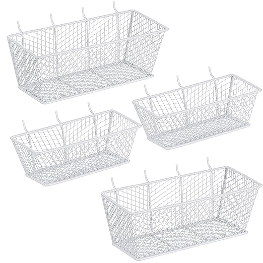 Sieral 4 Pcs Pegboard Baskets Metal Wire Shelf Baskets Peg Board Organizer Accessories Wall Mount Organizer Attachments for G
