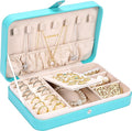 LANDICI Small Jewelry Box for Women Girls, PU Leather Travel Jewelry Organizer Case, Portable Jewellery Storage Holder Displa