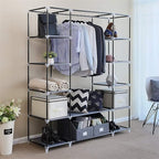 lapday 59 inches Portable Closet Wardrobe, Non-Woven Fabric Closet Storage Organizer with Hanging Rods &12 Storage Shelves, Q