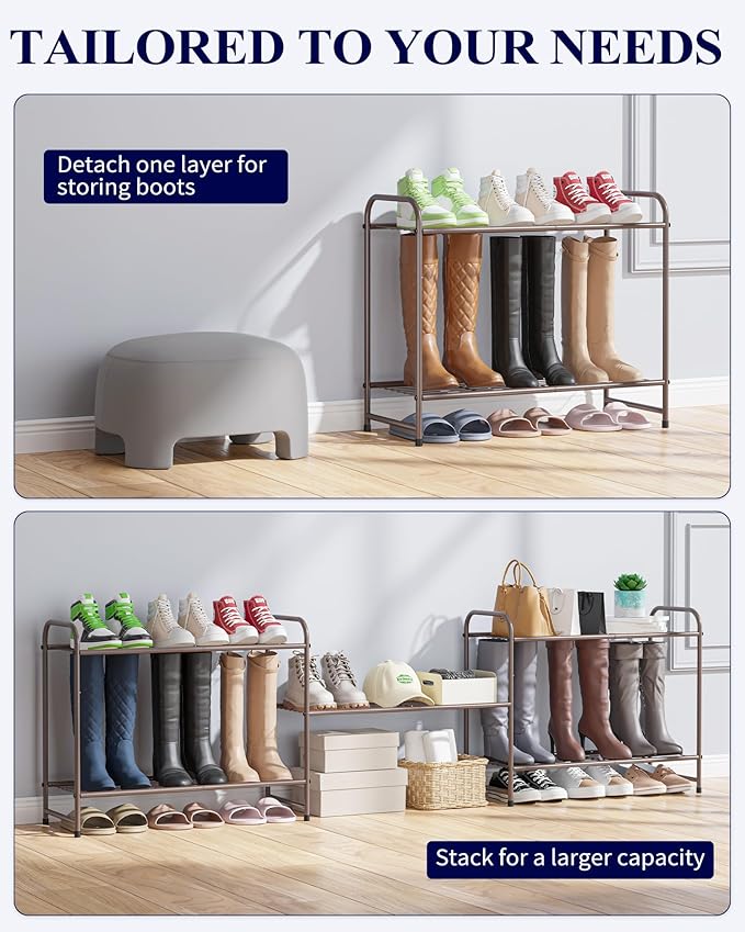 Kitsure Shoe Rack - Stainless Steel Shoe Organizer, Sturdy Shoe Rack for Closet and Front Door Entrance, Free Standing Shoe S